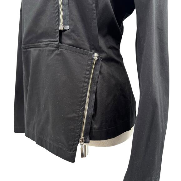 XD Xenia Design Black Poplin Cotton Asymmetrical Zip Moto Jacket - Picture 5 of 12